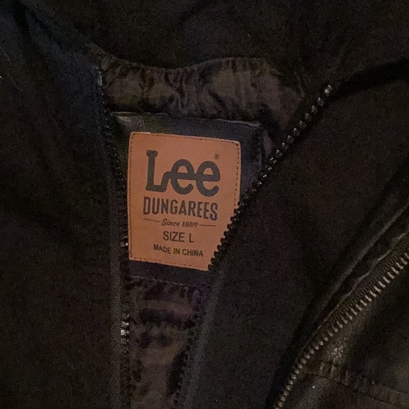 Lee’s Dungarees MENS Faux leather hooded Jacket SZ.L - Picture 8 of 14